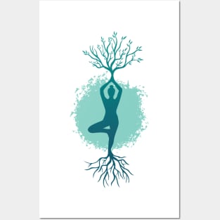 Yoga Woman Tree Tshirt Posters and Art